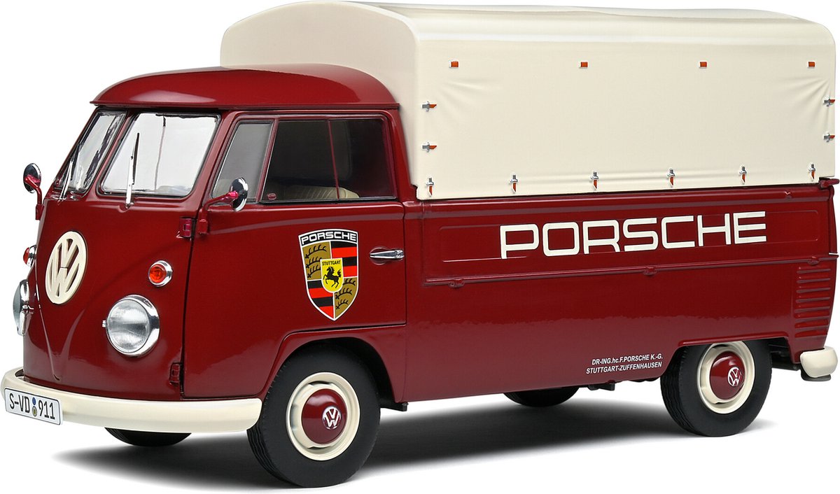 Volkswagen T1 Pick-up (Porsche Editie) (22 cm) 1/18 Solido {Modelauto - Schaalmodel - Miniatuurauto}